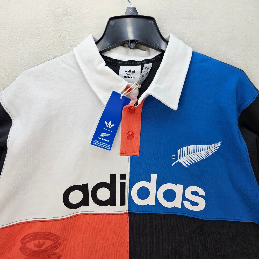ADIDAS ORIGINALS MEN'S XL RUGBY POLO LONG SLEEVE SHIRT PATCHWORK NWT KG4638 - Picture 2 of 7